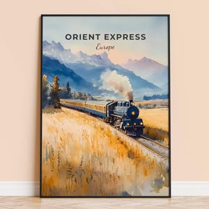 Orient Express Watercolor Print – European Travel Wall Art, Train Poster, Framed Home Decor, Wedding and Housewarming Gift, Personalised