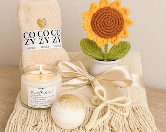 Muttertag Geschenk-Set: Sonnenblume Kerze Geschenk-Box für Mama