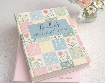 Personalisierte Notizbuch gebunden Gebetstagebuch, religiöses Geschenk, Patchwork Name
