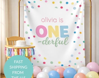 1. Geburtstag Hintergrund | Einteilige Party-Deko | Erster Geburtstag Foto Hintergrund | Cake Smash Girlande