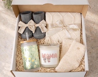 Neue Mutter Geschenkset, Postpartum Pflegepaket | Mama Kerze, gemütliche Geschenke, Mutter und Baby Geschenk
