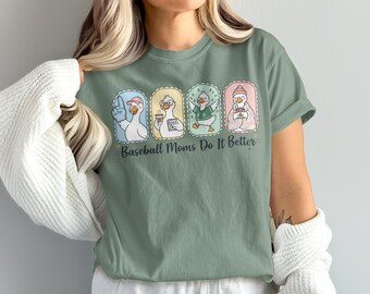 Baseball Mom Tshirt Gans Liebhaber Tshirt Lustiges Frühlings Spiel Tag Bekleidung Tee