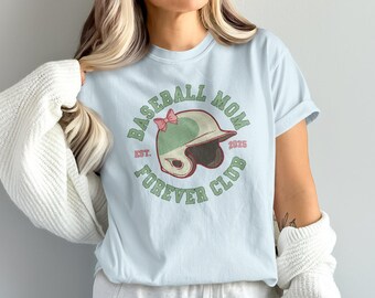 Baseball Mom Tshirt für immer Club Spiel Tag Mom Shirt mit Baseball Helm Bogen