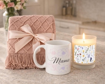 Neue Mutter Geschenkset, Postpartum Pflegepaket | Mama Kerze, Kuschelige Decke, Erwartete Mutter Geschenk