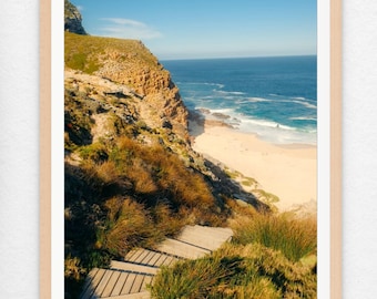 Cape Town South Africa beach wall art, beach cliff home decor, Cape of Good Hope beach photography print, coastal landscape wall art