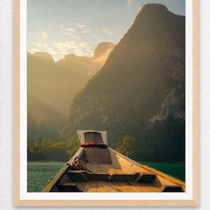 Thailand wall art, canoe mountains wall decor, Khao Sok tropical photography print, travel photography print