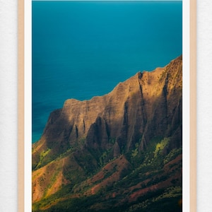 Kauai Hawaii wall art, Na Pali Coast wall decor, ocean mountains photography print, travel photography print