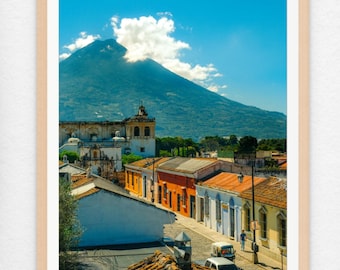 Antigua Guatemala wall art, Antigua Guatemala street photography home decor, Guatemala colorful streets travel photography print poster