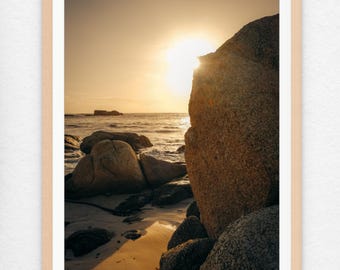 Beach sunset wall art, Clifton Beach Cape Town home decor, South Africa beach photography print