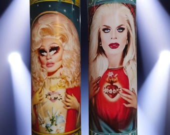 Heilige Trixie und Heilige Katya Gebetskerze verdoppeln Ihren Spaß | Luftballon Kerze | Gay Art Devotionalie | Lustiges LGBTQ Geschenk | fröhliches Decor