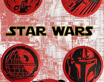 3D gedrucktes Star Wars Untersetzer Set | Stormtrooper, Todesstern, Mandalorian und X-Wing Kämpfer | Untersetzer | Geschenk für Star Wars Fans