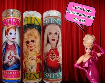Heilige Katya, Trixie, Bianca ziehen Gebetskerzen-Set. Besitzen Sie noch heute dieses Ultimative Zieh-Trio.