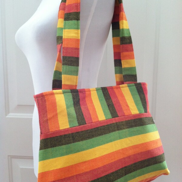 SALE Woven Wrap Scrap Purse/Shoulder Bag Tote-  Girasol Marley, yellow weft