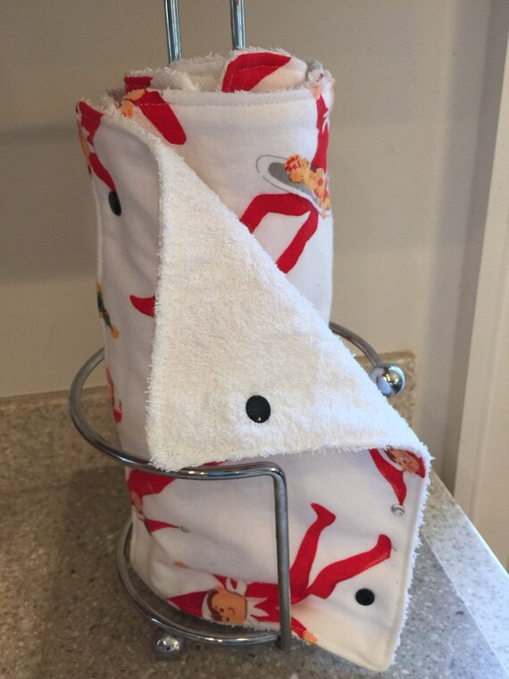 Items similar to Reusable Unpaper Towels, 7"x11", Holiday Elf on Etsy