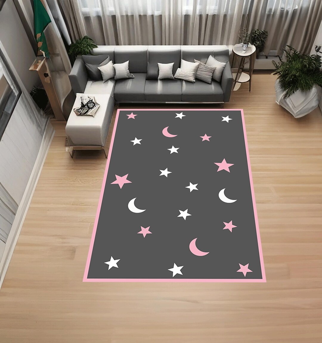 Wall Kids Rug, Wall Decor Rug,moon Star Patterned Rug, Moon & Stars Rug ...