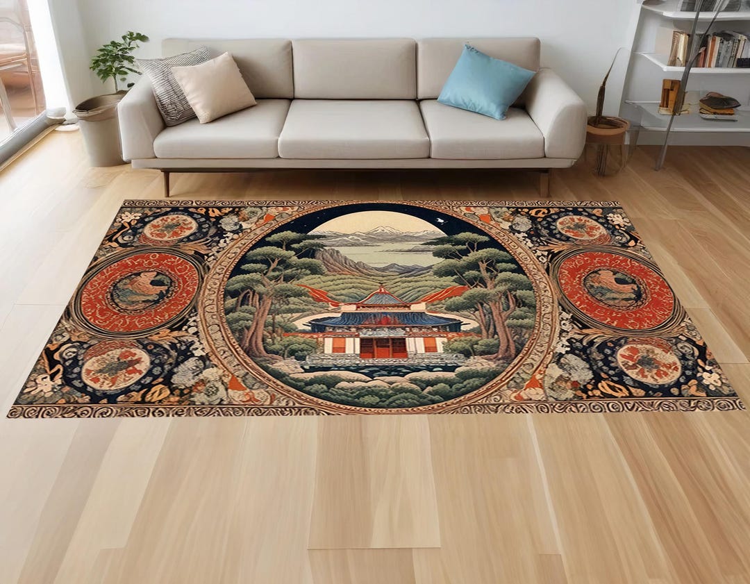 Classic Patterned, Japanese House, Retro, Aesthetic, Abstract Rug ...