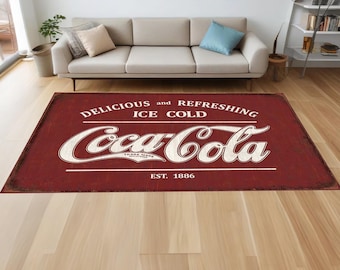 Coca Cola Rug: Retro Coke Can Design, Vintage Style - Etsy