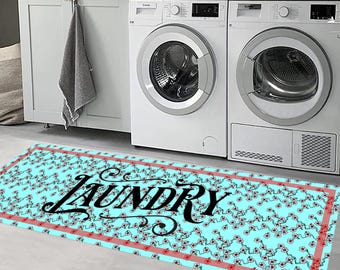 Laundry Room Rug, For Farmhouse, Laundry Written, Laundry Room Organization, Long Mat, Corridor Mat, Bathroom Area, Washable,Kitchen,Mudroom