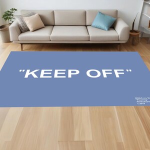 Keep Off Rug, Keep Off Soft Blue, With Logos, Traditional Abstract Rug, Custom Rug, Home Decor, Modern Rug, Non-Slip Rug, Popular Rug, Area