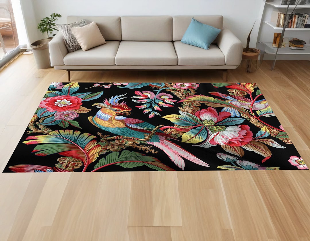 Colorful Roses Rug, Parrot, Flower Rug, Abstract Rug, Abstract Rug ...