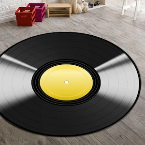 Retro Personalized Record Rug, Birthday Gift for Her,Record, Round Rug, Classic Rug,  Anniversary Gift for Partner, Couples Gift, Gift Rug
