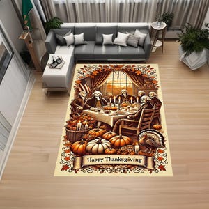 Póster de Acción de Gracias, Padres Fundadores de Estados Unidos, Calabazas, Hojas de Otoño, Alfombra Moderna, Alfombra Decorativa, Alfombra Antideslizante, Alfombra Popular