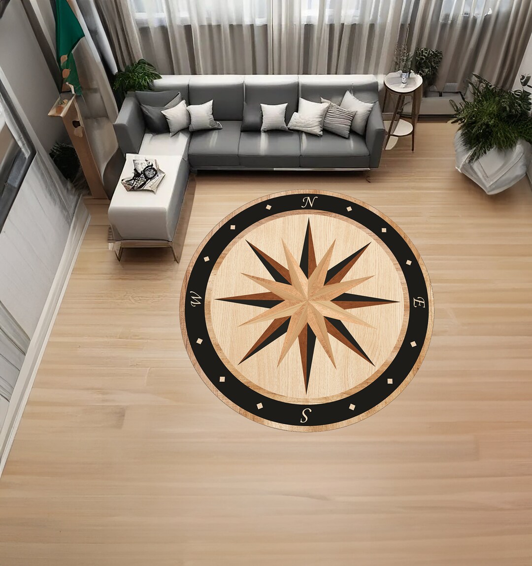 Round Rug, Compass Rug, North, South, West, East,non-slip Rug, Popular ...