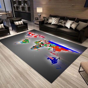 Large World Map,Carpets, Rug, Bedroom, Kids, Baby Play Crawling Mat, Area Rugs, Carpet for Living Room, Home Decorative Rug, Floor Rugs,Gift