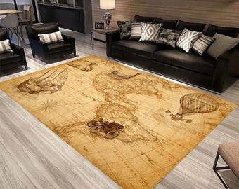 3D Rug for Living Room, Kitchen Mat,Rustic World Map Area Rugs,  World Map Gifts, Unique Rugs, World Map Personalized,Birthday New Year Gift