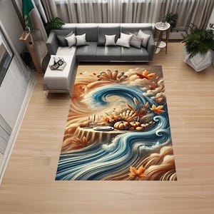 Póster de Acción de Gracias, surrealista, colores otoñales, calabazas, hojas de otoño, mazorcas de maíz, alfombra moderna, alfombra decorativa, alfombra antideslizante, alfombra, alfombra popular