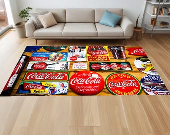 Coca Cola Rug: Retro Coke Can Design, Vintage Style - Etsy