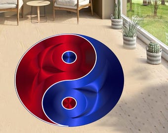 Dywan okrągły Ying Yang, nowoczesny dywan, popularny dywan, dywan w kształcie koła, dywan do dekoracji wnętrz, dywan Ying Yang, dywany do salonu, dywan antypoślizgowy, dywan okrągły