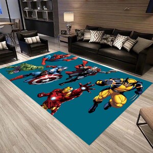 Kids Room Rug, Patterned Non Slip Soft Rug,Captain America, Hulk, Thor, Iron Man,  Thick Rug, Home Decor Rug, Kids Decor Rug, Gift Rug,Comic