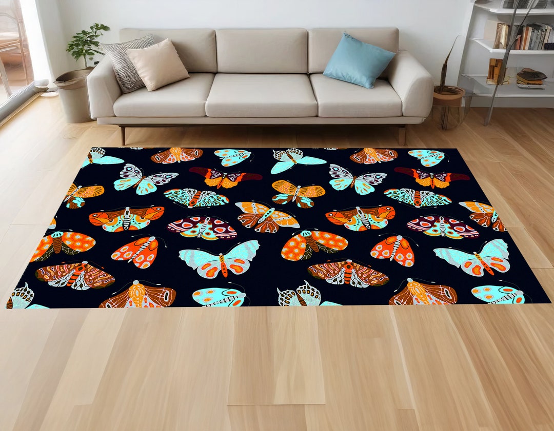 Butterfly Native Rug Colorful Butterflies Rug - Modern Non-slip Area Rug - Etsy