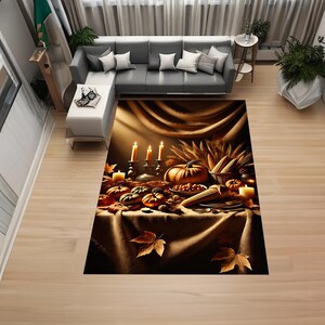 Póster de Acción de Gracias, Colores de otoño, Calabazas, Hojas de otoño, Mazorcas de maíz, Alfombra moderna, Alfombra decorativa, Alfombra antideslizante, Alfombra, Alfombra popular, Alfombra de área