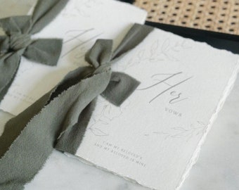 Handmade Vow Book Set of 2, Handmade Paper Wedding Booklets, Handmade Deckled Edge Paper Vow Book, His Vow Her Vow Book,Vow Renewal Book Set