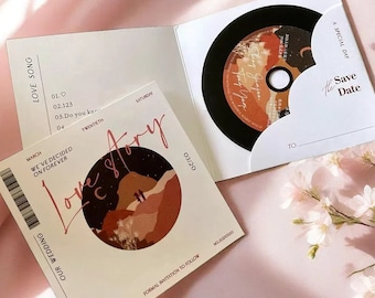 Custom Vinyl Style Wedding Invitation, Custom Music Theme CD Wedding Invitation, Rock Theme Party Invitation Vintage Vinyl Record Invitation