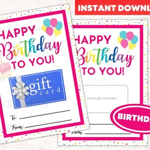 Printable Birthday Gift Card Holder, Printable Friend Gift Card, Happy Birthday Gift Card, Friend Family Teacher Gift, Birthday