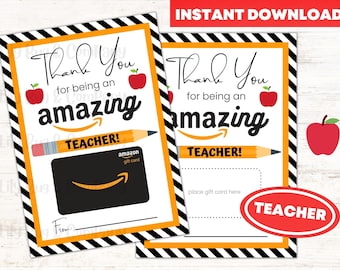 Teacher Appreciation Printable Gift Card Holder Amazing Teacher Gift Just For You End Of The Year Tutor Gift Card Coach Aide Teachers Week