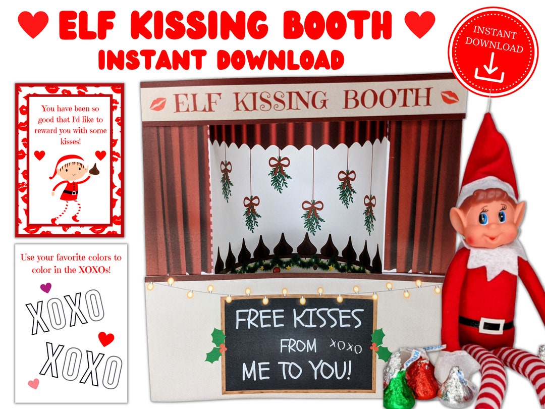 Elf Printable Kissing Booth  Printable Elf Props Printable