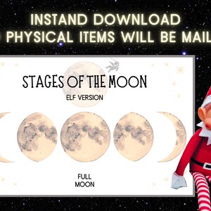 Elf Stages of the Moon Printable, Full Moon Elf Version, Funny Elf ...