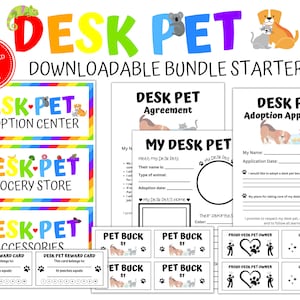 Desk Pet Bundle Starter Kit Printable - Desk Pets - Desk Pet Printable - Teacher - Classroom - Mini Erasers - Positive Reinforcement