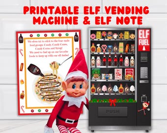 Elf Printable Vending Machine - Christmas Elf Snacks, Printable Elf Props, Printable Elf Activity, Elf Kit, Elf Props, Elf Printable Scene