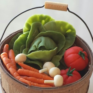 Miniature Dollhouse Vegetables Tutorial Downloadable PDF Step by Step Photos Polymer Clay Food Tutorial Miniature Veggies