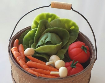 Tutorial de verduras para casa de muñecas en miniatura (PDF descargable) Fotos paso a paso Tutorial de comida con arcilla polimérica Verduras en miniatura