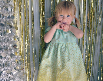 Dress gold mint green confetti Easter Spring baby girl dress toddler first birthday  photo shoot confetti party dress