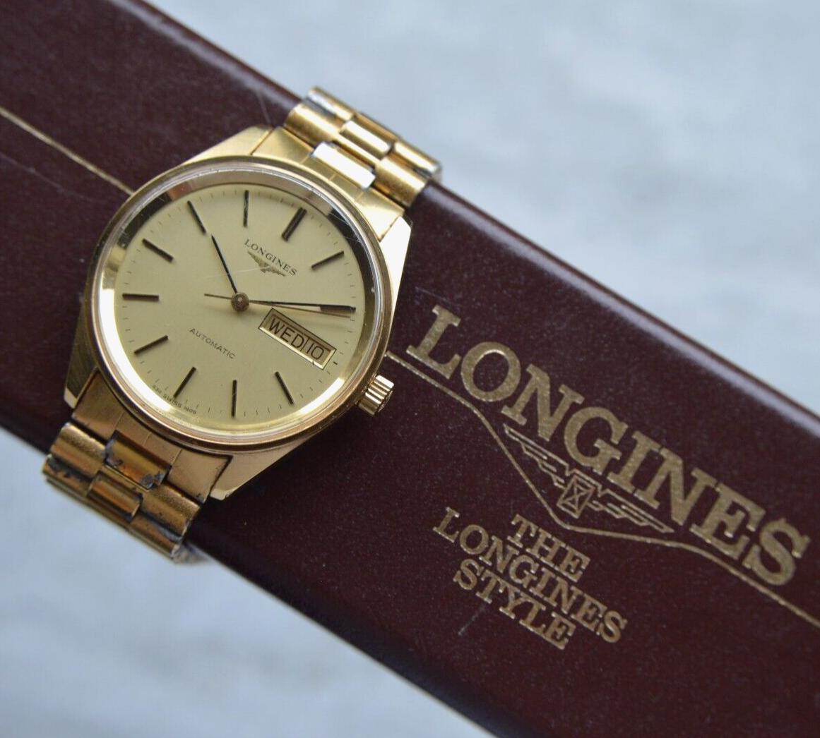 Vintage Longines Gold Men's Automatic Bracelet Day Date Watch