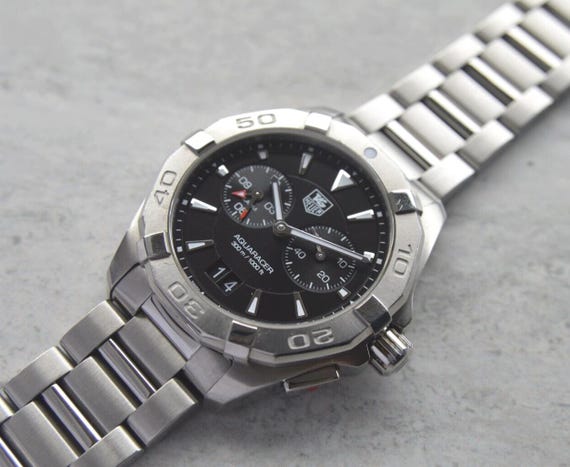Tag Heuer Aquaracer WAY111Z Steel Watch 41mm Case Black Dial Men's