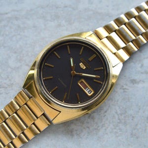 November 1996 Seiko 7009 Automatic Gold Men's Bracelet Watch Gold