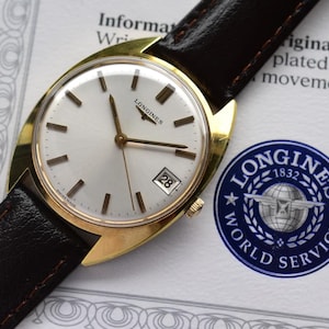 1970 Vintage Longines Mechanical Gold Men&#39;s Silver Dial Watch SERVICED